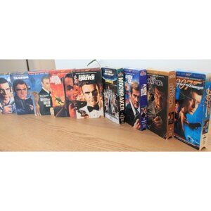James Bond 007 VHS Colletction Lot of 9 - TESTED and WORKING.